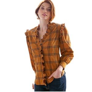 Finley Shirts | Byrdee Long Sleeve Blouse Vicuna Plaid, NWT